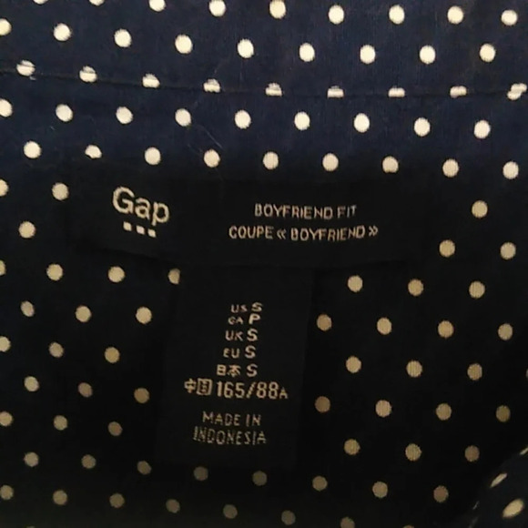 GAP COTTON, POLKA DOT, BOYFREIND FIT, BUTTON DOWN, SHIRT - Picture 5 of 7